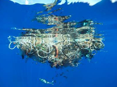A great garbage patch is floating near water surface