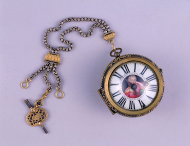 Gilt bronze pocket watch with enamel paintings 